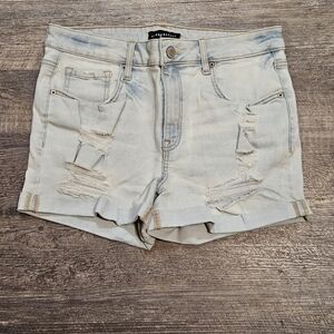 Aeropostale Distressed Light Wash High Rise Shorts Women 12